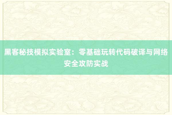 黑客秘技模拟实验室：零基础玩转代码破译与网络安全攻防实战